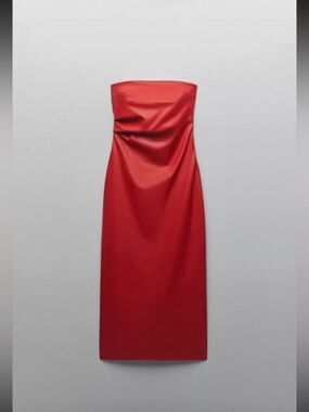 red leather dress zara Zara red leather dress XS (0-2) Like new